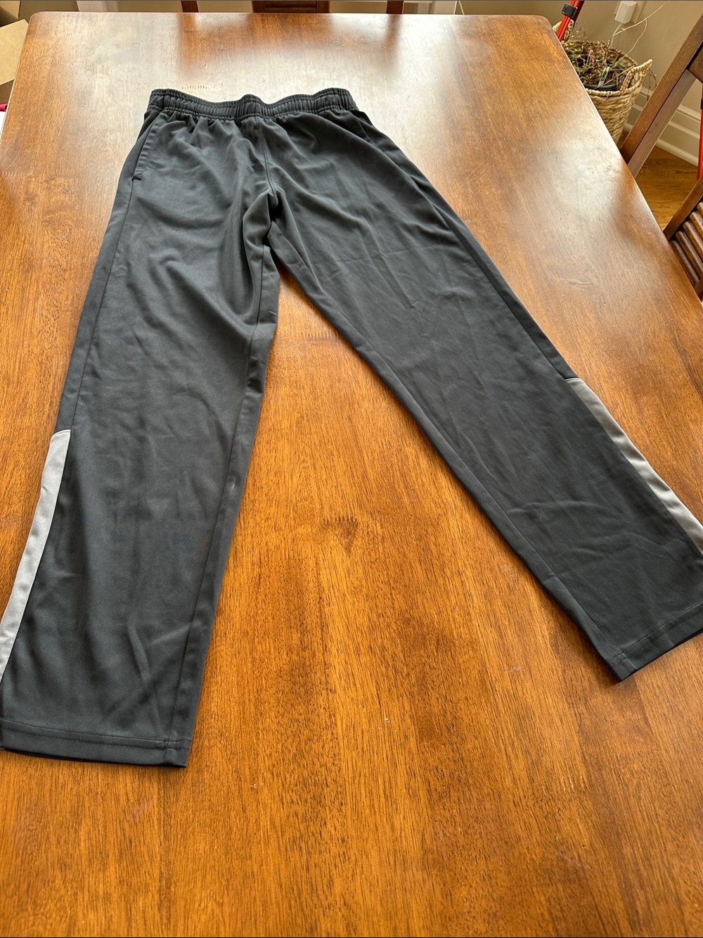 Boys Black Athletic Track Pants with gray side stripe